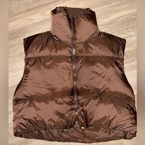 Brown Cropped Puffer Vest